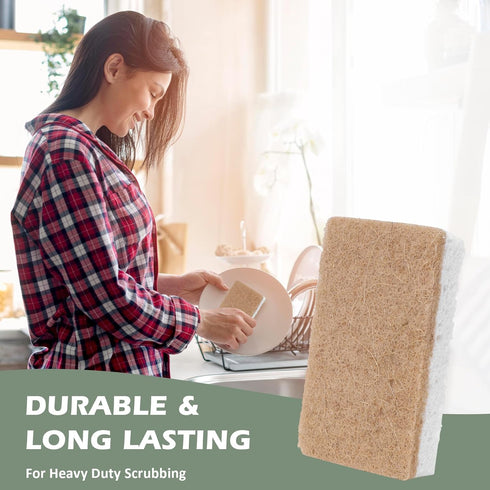 Plant-Based Kitchen Sponges - FSC Certified and PETA Approved, Natural, Eco-Friendly, Biodegradable Sisal Hemp Sponges for Dishes, Cleaning Sponge...