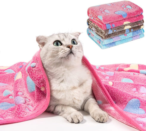 Pet Soft Blankets for Dogs - Fluffy Cats Dogs Blankets for Small Medium & Large Dogs, Cute Print Pet Throw Puppy Blankets Fleece (Heart, 3S)...
