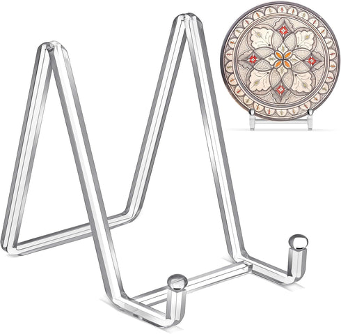 Plate Stands for Display 4.5 Inch Clear Acrylic Square Holder Stand Picture Frame Stand Holder Easel for Book, Decorative Plate, Plaque, Photo, Pl...