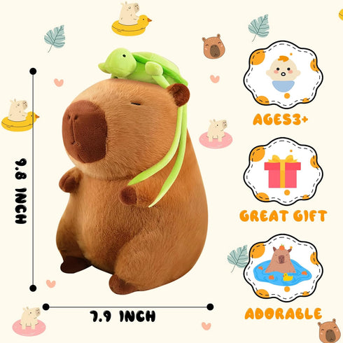 9.8in Capybara Plush Cute Capybara Stuffed Animals with Turtle Backpack, Kawaii Capibara Plushie Toys for Kids, Rodents Animals Pet Doll Soft Hugg...