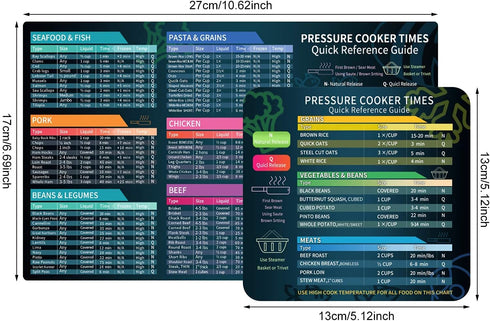 Instant Pot Cheat Sheet Magnet Set,Pressure Cooker Accessories Cook Times Chart,Instapot Accessories Quick Reference Guide Magnetic (Instant Pot A...