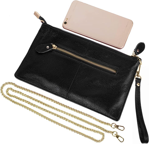 YALUXE Genuine Leather Wristlet Handbags Purses Cell Phone Pocket Clutch Wallet Crossbody Bags for Women...