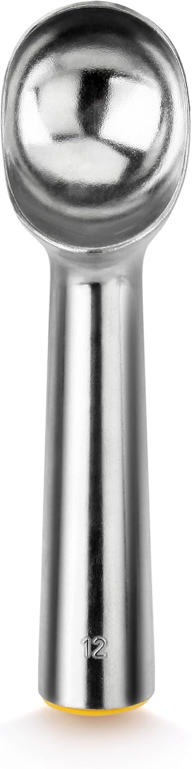 New Star Foodservice 7006957 Commercial Ice Cream Dipper Scoop Yellow 3-oz Size 12 (Hand Wash Only)...