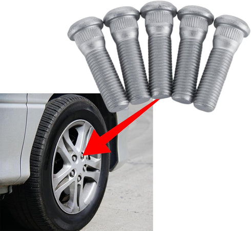 5PCS Wheel Studs, 49mm Long & M12x1.5 Steel Lug Bolts, Steel Tire Studs Replacemnet OEM#610-266 90942-02049 Wheel Lug Stud Car Accessories Compati...