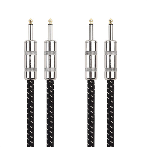 Cable Matters 2-Pack Premium Braided 12 AWG 1/4 Inch Speaker Cable 3 ft with 6.35mm TS Connector...