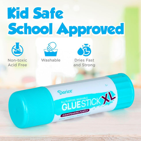 Darice Giant Disappearing Purple Glue Sticks, Large 115-gram Jumbo XL Glue Stick - Dries Clear, Washable, Non-Toxic - Classroom School Supplies - ...