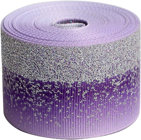 Tvoip Tie Dye Glitter Rainbow Polyester Grosgrain Tape Ribbon Grosgrain Ribbons 1-1/2"(38mm) x10 Yards for Hair Bows Wedding Gift Packing Wrap (Pu...