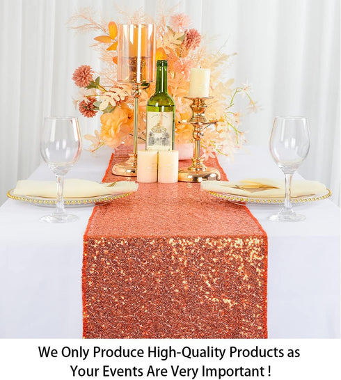 ShiDianYi Sequin Table Runner Orange Bridal Shower Decorations Table Decor Glitter Table Cover Table Runners 14x108 Inches ~0225S (1, Orange)...