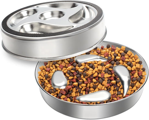 1Pack Slow Feeder Dog Bowls for Medium to Big Dogs - 3 Cup Capacity, Dual-Design for Dry and Wet Food, 304 Stainless Steel, Anti-Slip Base - Preve...