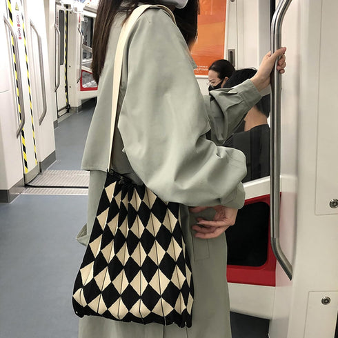 HUANN Women's Foldable Shoulder Handbags Hand Crocheted Bags Large Shoulder Shopping Bag tote bag Aesthetic Cute Tote bags...
