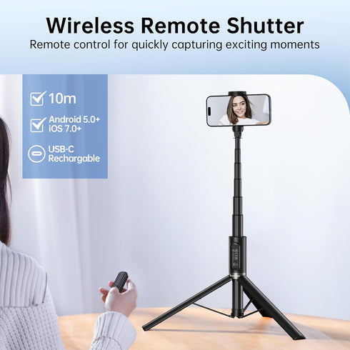 SYNCWIRE 62" Phone Tripod, All-in-One Aluminum Selfie Stick Tripod with Bluetooth Remote for iPhone and Android Smartphones, Perfect for Selfie, T...