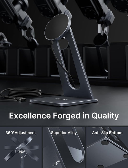 JSAUX Magnetic Wireless Charger Stand Compatible for MagSafe Charger iPhone 15/15 Plus/15 Pro/15 Pro Max/iPhone 14/14 Pro/14 Plus/14 Pro Max/ 13/1...