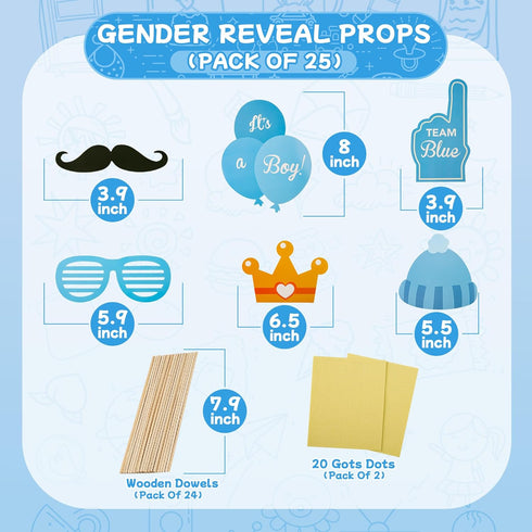 LASLU It's A Boy Baby Shower Party Photo Booth Props Kits on Sticks Set of 25pcs...