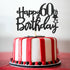 Black Glitter Happy 60th Birthday Cake Topper for Women Men, Hello 60th Anniversary, Cheers to 60 Years Party Decorations...