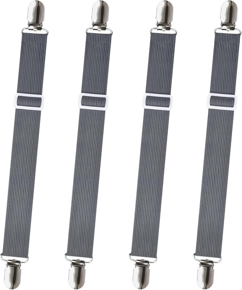 Sheet Fasteners, Sopito 4pcs Adjustable Elastic Straps to Keep Sheets in Place Heavy Duty Non Slip Bed Cover Grippers Clips for Crib to King Size ...