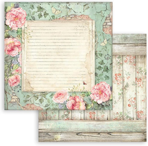 STAMPERIA INTERNATIONAL, KFT PAPER PAD 12X12 10PK HOUSE ROSE, 30.5 x 30.5 (12" x 12"), Multicoloured...