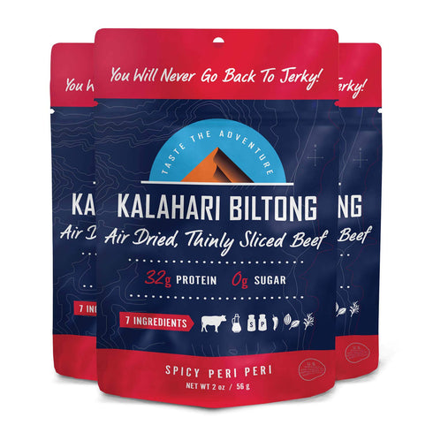 Spicy Peri Peri Kalahari Biltong, Air-Dried Thinly Sliced Beef, 2oz (Pack of 3), Sugar Free, Gluten Free, Keto & Paleo, High Protein Snack...