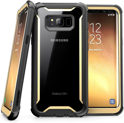 i-Blason Ares Full-Body Rugged Clear Bumper Case with Built-in Screen Protector for Samsung Galaxy S8+ Plus 2017 Release, Black/Gold...