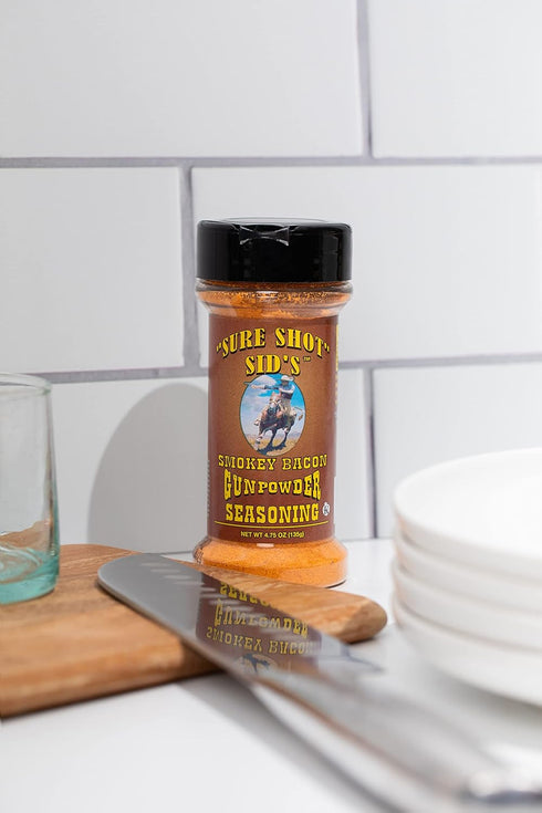 Sure Shot Sid’s Smokey Bacon Gunpowder Seasoning - Famous BBQ Rub Powder Grill Seasoning for Beef, Steak Meat, All-Purpose Seasoning Blend Dry Rub...