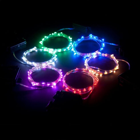 60 LEDs Cold White Color String Lights Silver Wire Indoor and Outdoor 20 Feet Firefly Starry Fairy Lights Battery Powered for DIY, Christmas, Holi...