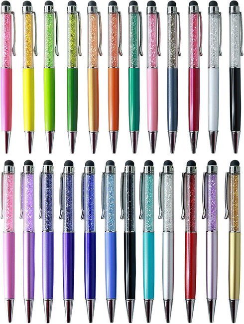 24pcs Retractable Ballpoint Pen, Bling Stylus Pen, Crystal Diamond Screen Touch Pen, Capacitive Writing Pens for Note, Tab, Office School Statione...