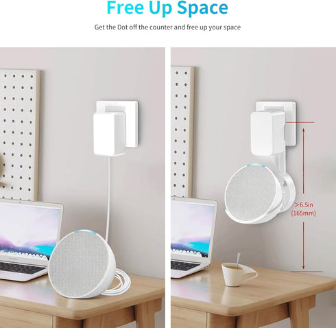 Wall Mount Holder for Echo Pop, Outlet Hanger Stand for Echo Pop, Built-in Cable Management, White...