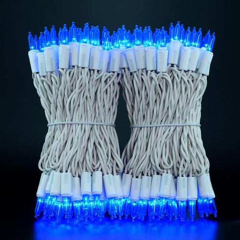 YULETIME 200 Blue LED Christmas Lights with White Wire, Pack of 2 Strands 33 Feet 100 Lights UL Certified Holiday String Light Set...