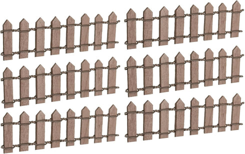 MECCANIXITY 6pcs 3.9 Inch Miniature Garden Fence, Mini Ornament Wood Picket Fence Decorative for Dollhouse Home DIY, Brown...