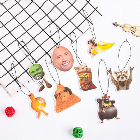 Pounchi Funny Meme Car Air Freshener Cards (8 Pack Refreshing Ice Scent) Funny Accessories for Car Interior Hanging Gift Rearview Pendant Supplies...