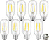 OMAYKEY 2W LED Tubular Bulb 4000K Daylight White Glow, 25W Equivalent 250LM E26 Base, Antique Edison T45 Tube Clear Glass Dimmable Chandelier Ceil...