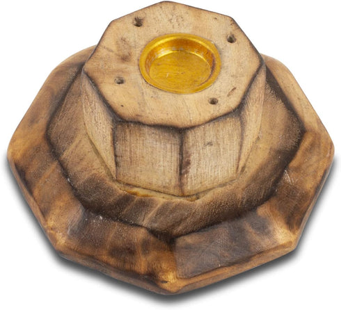 Wooden Incense Stick & Cone Burner Holder Tower Large Organic Eco Friendly Ash Catcher Agarbatti Holder Rustic Style Hand Carved for Meditation Yo...