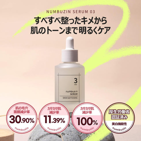 numbuzin No.3 Skin Softening Serum | Pore Care, Textured Skin, Bifida, Galactomyces, Niacinamide, Adenosine, Panthenol | Korean Skin Care for Face...