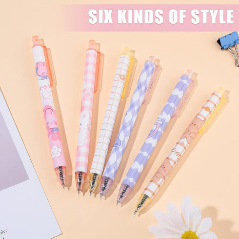 12 Pcs Kawaii Gel Ink Pen 0.5 mm Black Ink Kawaii Pens Retractable Fine Ballpoint Pen Stylish School Pens for Boys Office Girls Stationery Supplie...