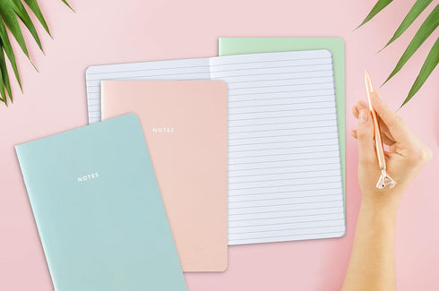 THiNKABLE Pastel Aesthetic Notebooks Set, Cute Journal Set 8 pack, A5 5.5 x 8.3 in 60 Pages, Simple Cover Notebook, Minimalist Journal for Women L...
