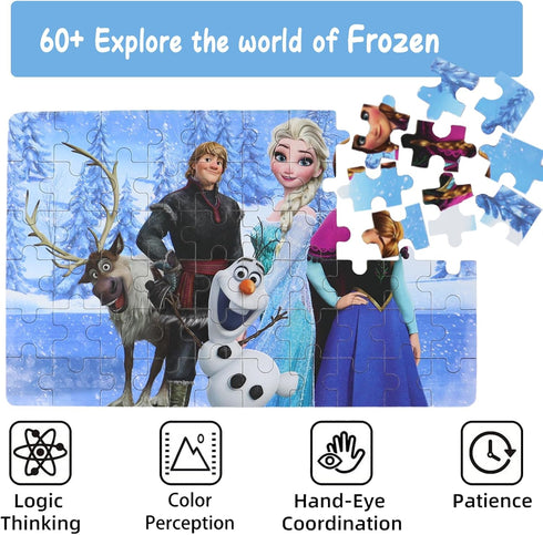 Princess Puzzles for Kids Ages 4-8 60 Pieces Puzzles for Kids Ages 3-5 Princess Puzzle for Girls and Boys Toys Jigsaw Puzzles in a Metal Box Educa...