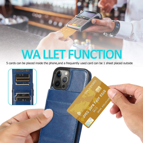 iPhone 13 Pro Wallet Case with Credit Card Holder for Women Men PU Leather Wallet Case for iPhone 13 Pro Case 6.1 inch (Blue)...