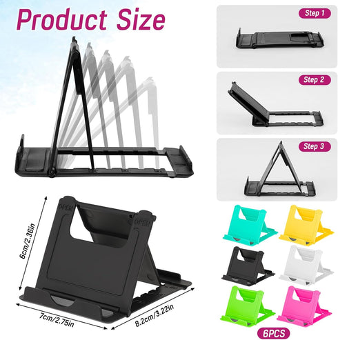 6 Pack Portable Cell Phone Stand Holder for Desk, Foldable Desktop Mobile Phone Kickstand Universal Desk Stand for All Mobile Smart Phone......