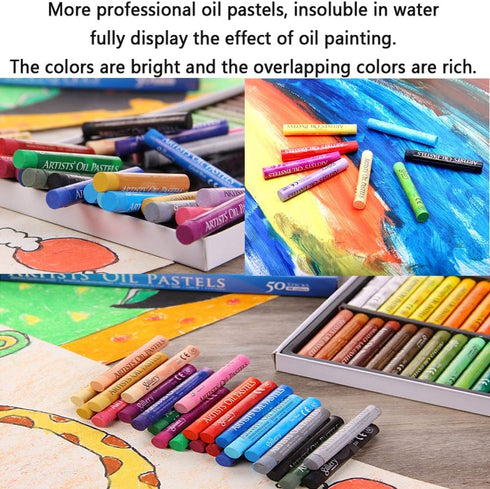 Oil Pastel Set,Professional Painting Soft Drawing Graffiti Art Crayons Washable Round Non Toxic Pastel Sticks for Artist,Kids,Student,Beginner (50...