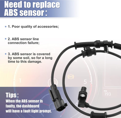 X AUTOHAUX 1pcs Front Left Right ABS Wheel Speed Sensor for Ram 1500 2011-2012 for Dodge for Ram 1500 2009-2010 ALS2246 5S13330 2ABS2434 AB1095 68...