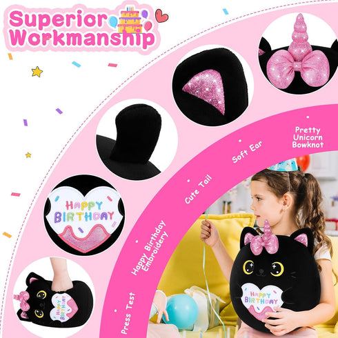Happy Birthday Gift Black Cat Plush Toys-11'' Black Cat Plushies Anime Plush-Kawaii Birthday Plushie Stuffed Animals Cute Plushies, Black Cat Plus...