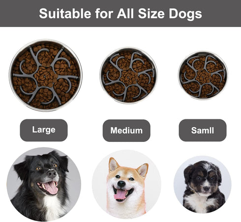 Dog Slow Feeder Dog Bowls Silicone Spiral Dog Food Bowls Feeder Insert to Slow Down Eating for Large Medium Small Breed Dogs Perfect with Stainles...