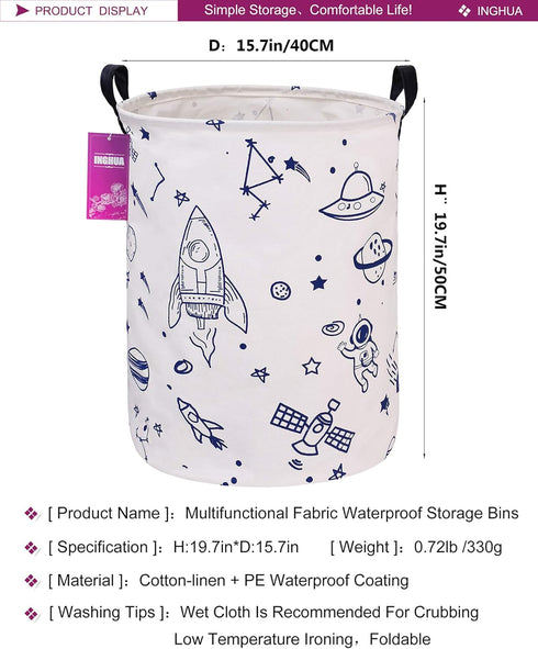 Laundry Hamper Large Canvas Fabric Lightweight Storage Basket/Toy Organizer/Dirty Clothes Collapsible Waterproof for College Dorms, Boys and Girls...