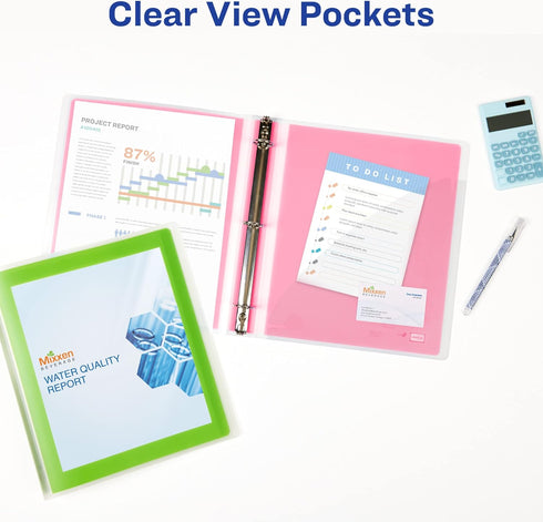 Avery Flexi-View 3 Ring Binder, 1 Inch Round Rings, 1 Chartreuse Green Binder (17608)...