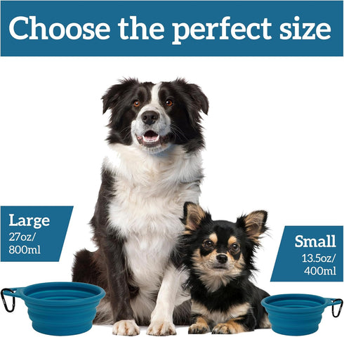 Collapsible Dog Bowl(2 Pack, Peacock&Light Blue 12oz/400ml) Premium Silicone Pet Water Bowls for Cats & Dogs, Portable Dog Travel Bowls Foldable f...