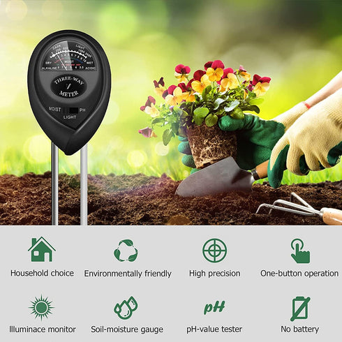 CHICIRIS 3 in 1 Function Soil Tester, Soil Meter Plant Meter Soil//Light Tester for Gardening Tool Kits for Garden, Farm, Lawn, Indoor & Outdoor...
