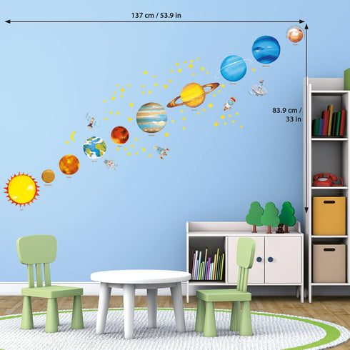 DECOWALL DS4-8007 Planets in The Space Kids Wall Stickers Wall Decals Peel and Stick Removable Wall Stickers for Kids Nursery Bedroom Living Room ...