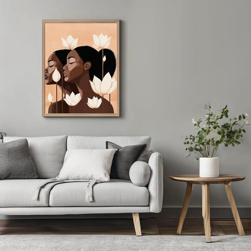 Posterizer 1 pcs-minimalist African woman art with pretty flowers 3-Afro-American Art Collection-Abstract & Modern Art-Chic Home Decor- unframed w...