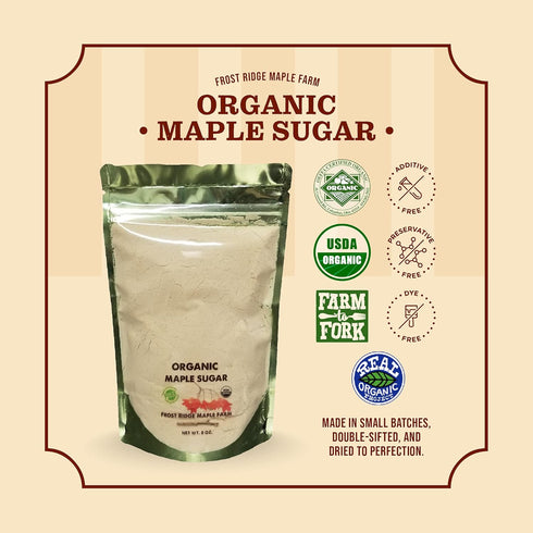 Frost Ridge Maple Farm Powdered Granulated Organic Maple Sugar, Grade A, 8 oz....