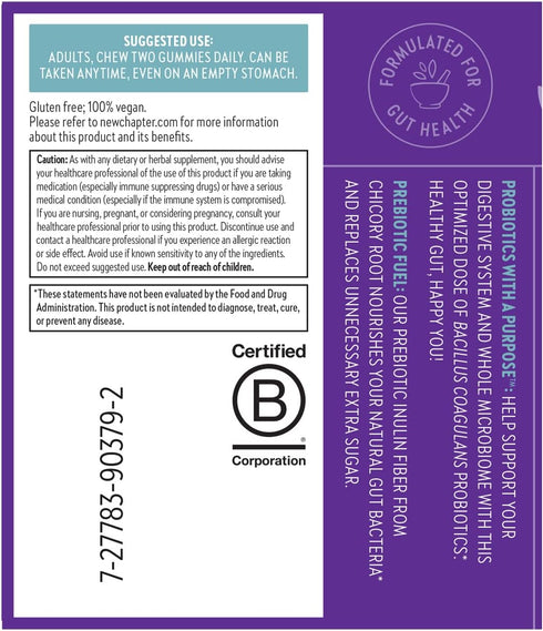New Chapter Probiotic Gummies for Women and Men, All-Flora (1 Month Supply) – 55% Less Sugar+, Formulated for Holistic Gut Health Support with Pro...