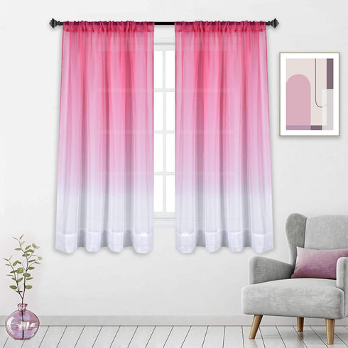 HUTO Pink Sheer Curtain for Little Girls Kids Bedroom Ombre Gradient Window Panel for Princess Teenage Daughter Closet-Sheer Backdrop Curtain Drap...
